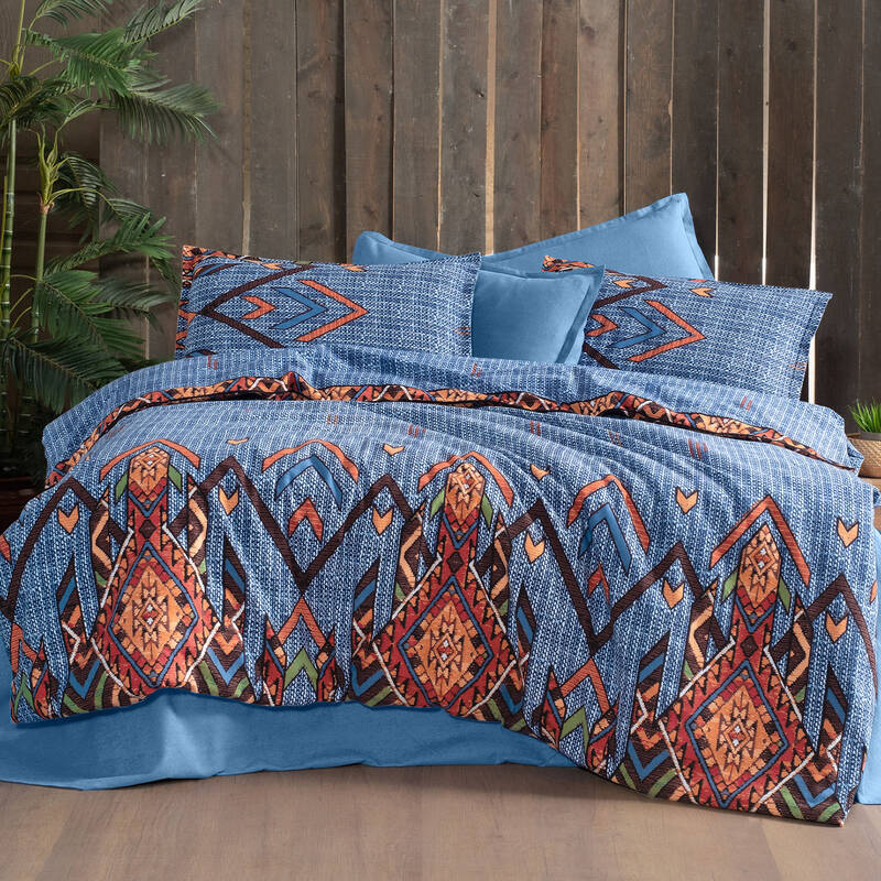 Yakut Flanel Çift Kişilik Nevresim Takımı Mavi - 1