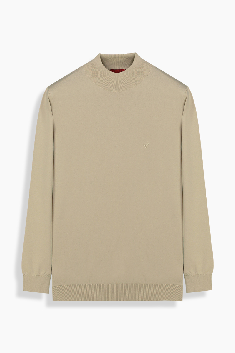 Yarım Balıkçı Açık Bej Triko - 1