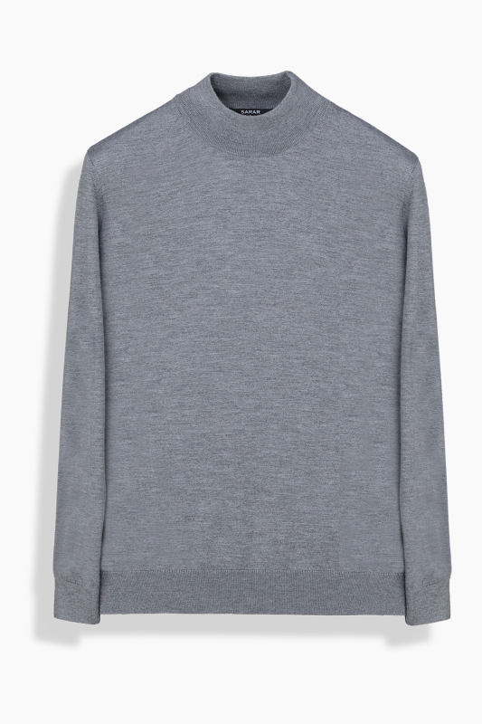 Yarım Balıkçı Yün Gri Kazak 