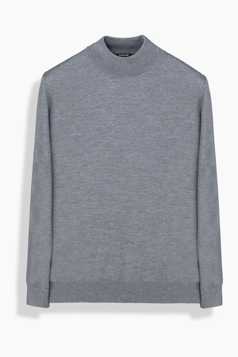 Yarım Balıkçı Yün Gri Kazak - 1