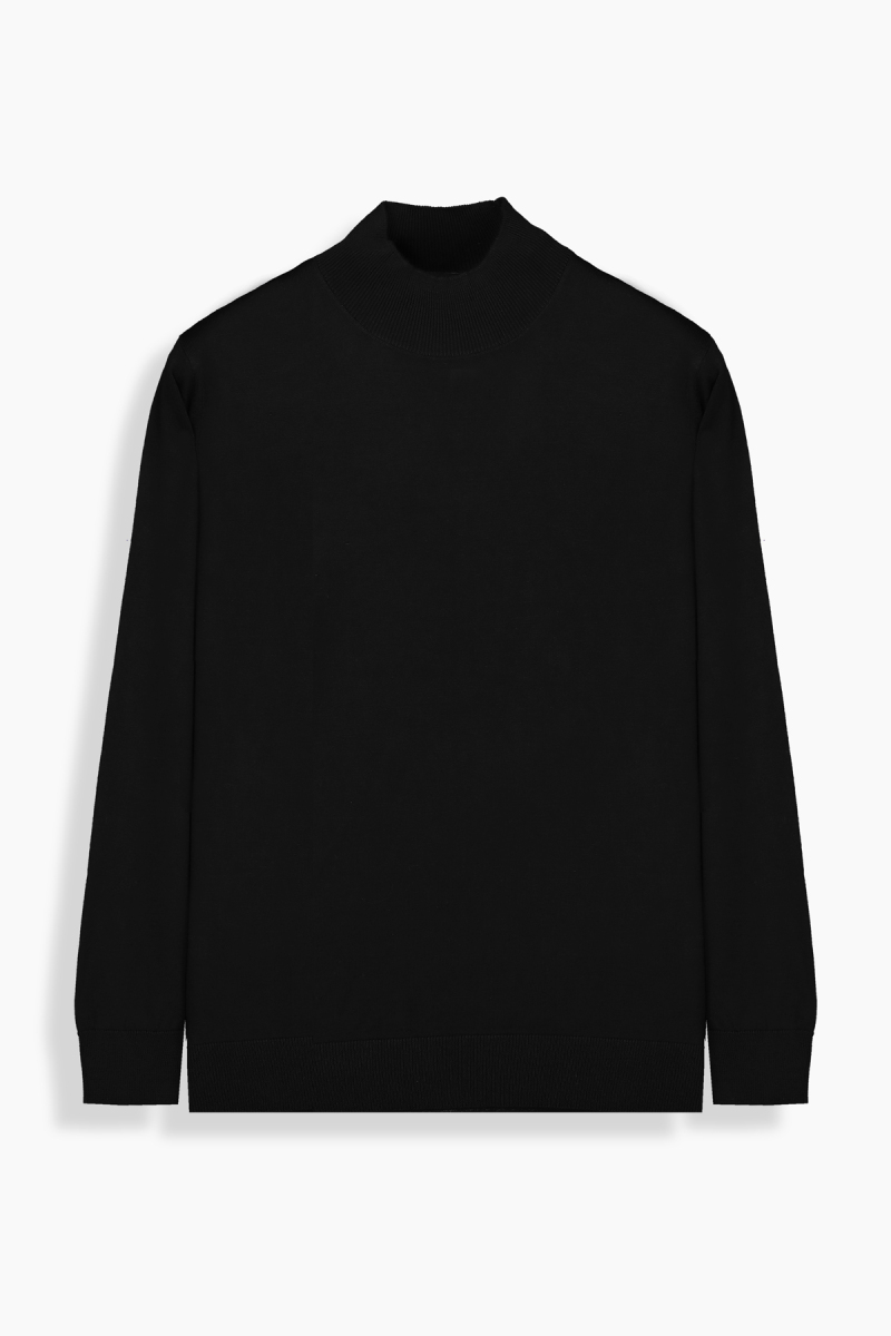 Yarım Balıkçı Yaka Siyah Triko - 1