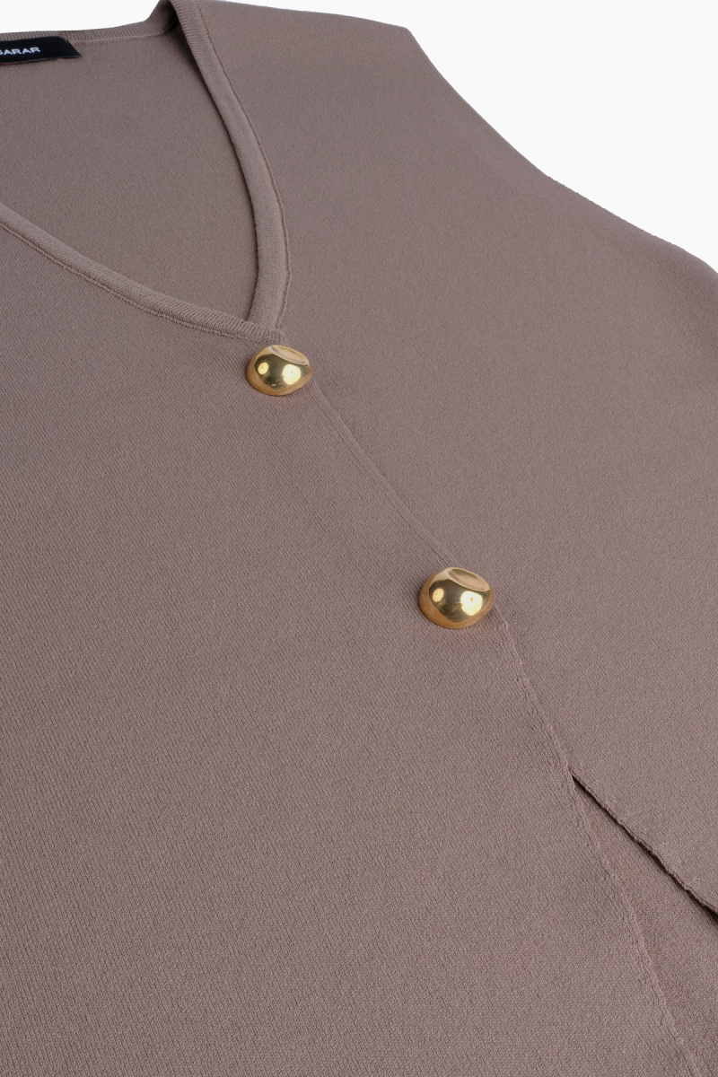 Yedas Düğmeli Vizon Triko Yelek - 3