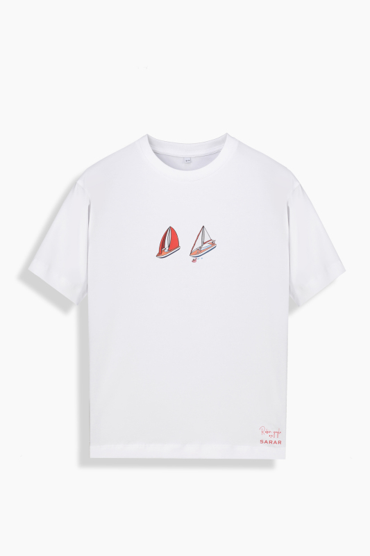 Yelken Desenli Beyaz Çocuk Tişört 