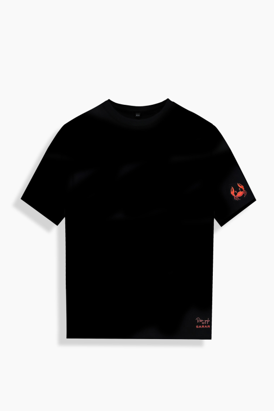 Yengeç Desenli Siyah Çocuk Tişört - SARAR