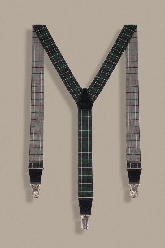 Yeşil Beyaz Ekose Desen Pantolon Askısı - SARAR