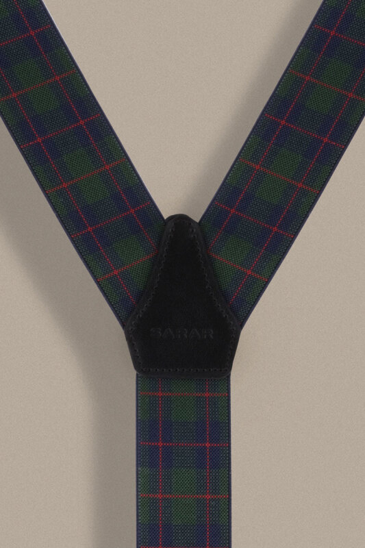 Yeşil Kırmızı Ekose Desen Pantolon Askısı - SARAR