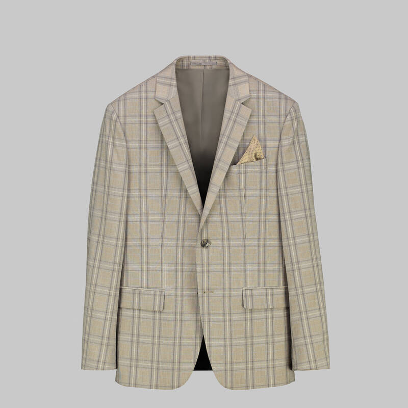 Zeus Resta Ekstra Slim Açık Kahverengi Kareli Takım Elbise - 1