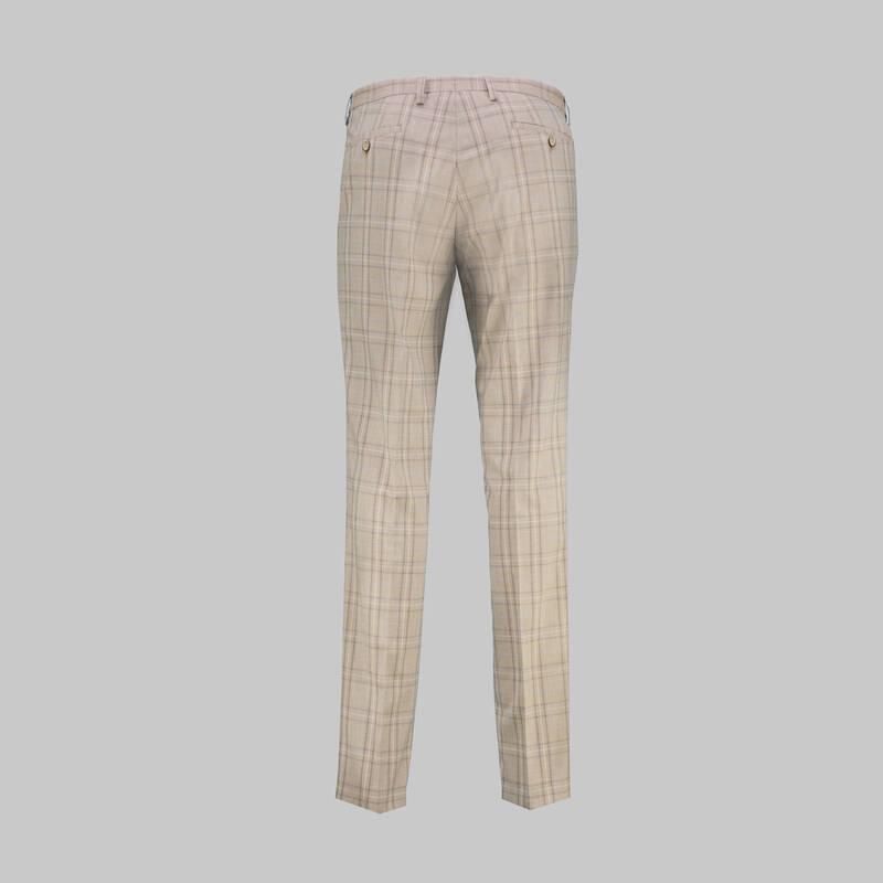 Zeus Resta Ekstra Slim Açık Kahverengi Kareli Takım Elbise - 5